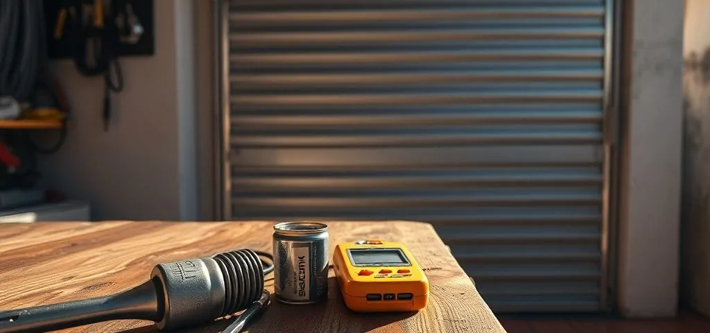 Garaje de una casa en Barcelona con herramientas y puerta automática, ideal para conocer cuales son los servicios mas efectivos para reparar puertas de garaje automaticas en Barcelona.
