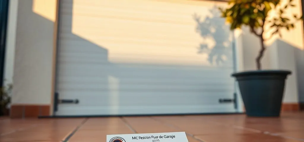 Garaje suburbano en Alicante con puerta blanca, fob y tarjeta de garantía; ideal para empresas que ofrecen instalación de puertas de garaje en Alicante con buen servicio postventa.