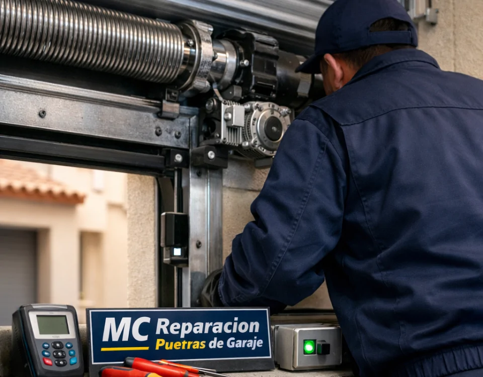 Técnico revisa una puerta enrollable; Encuentra los servicios mas populares para puertas de garaje enrollables en Barcelona